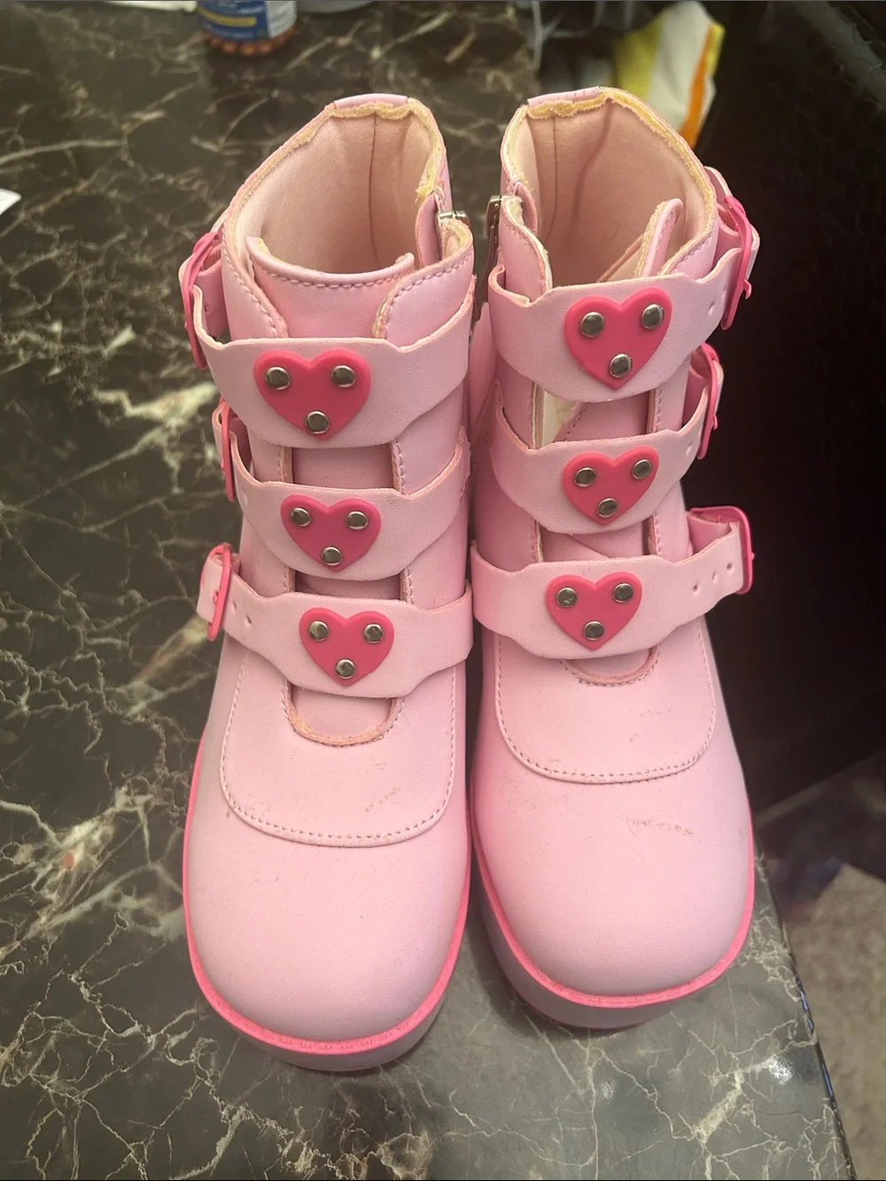 Women’s Pink Heart Strap Boots